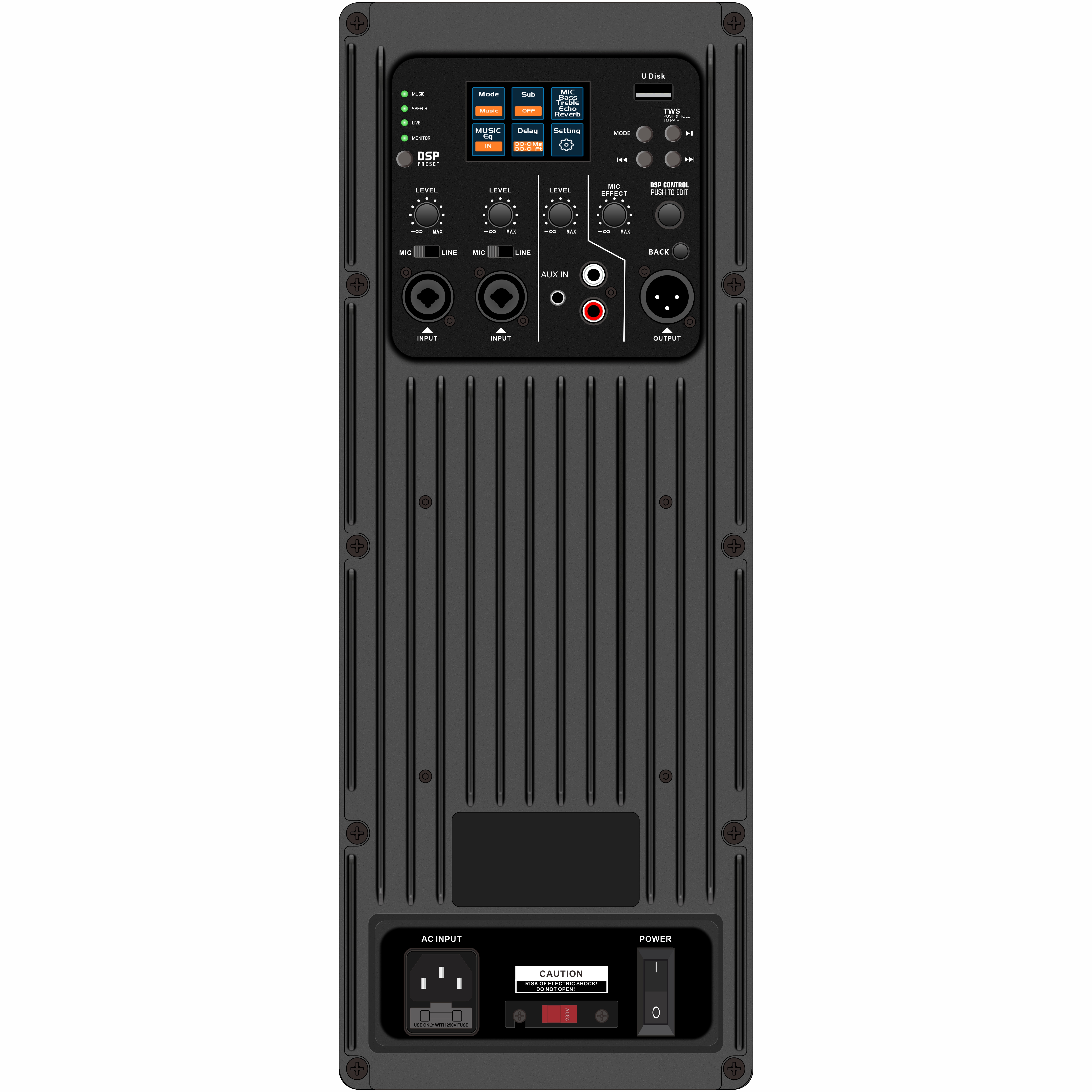 DSP2507 풀레인지 컬러 스크린 DSP 액티브 스피커 증폭기